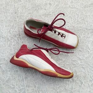 Vintage Prada Red & Cream Leather Sneakers – Women’s 35